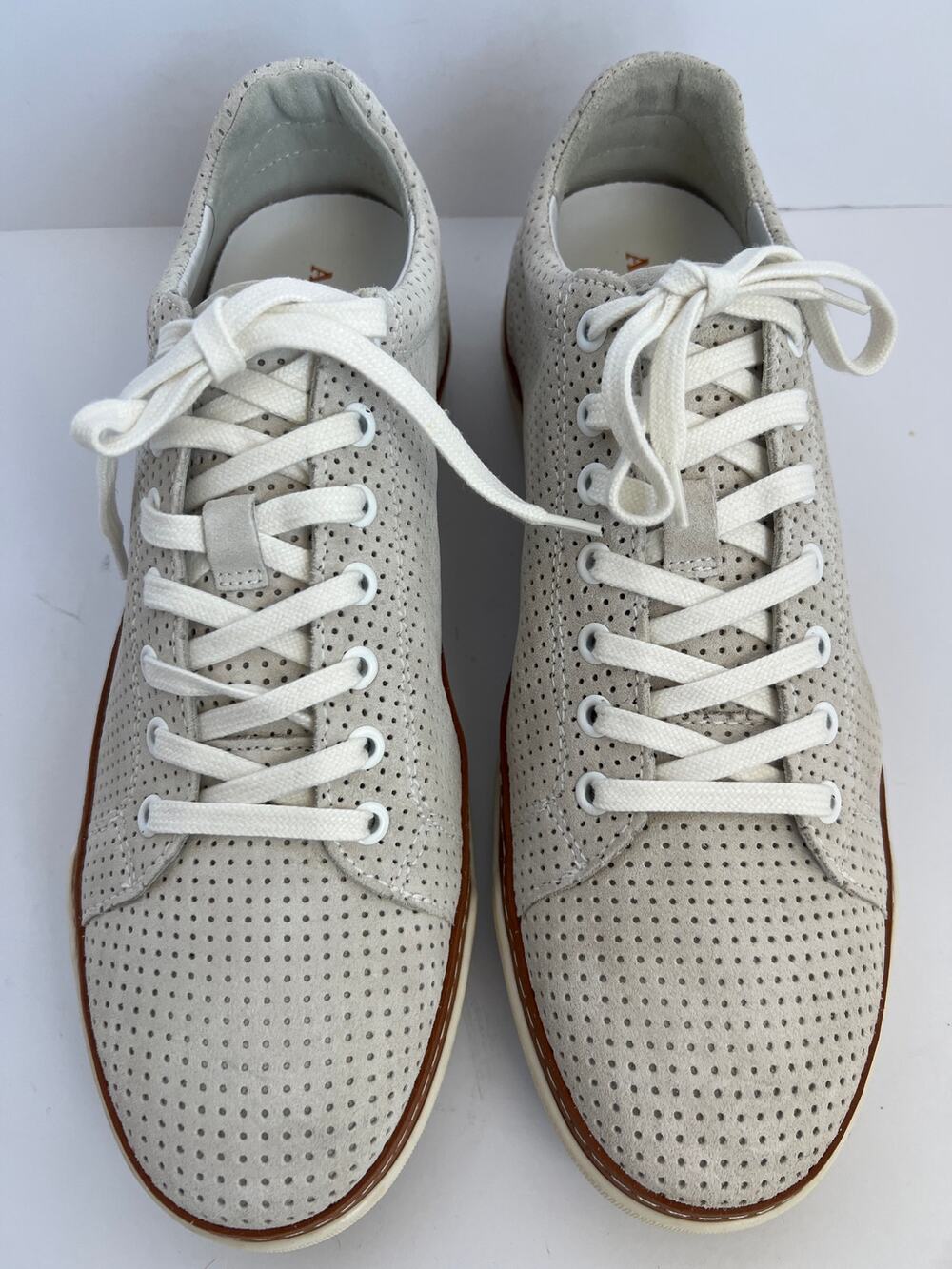 Allen Edmonds Men's Porter Perforated Leather Sneakers Dove White Size 10.5